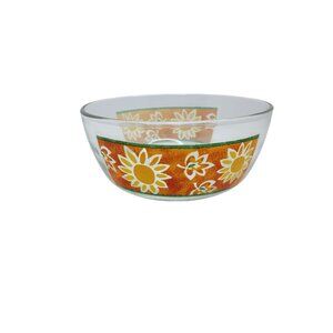 vintage 1970s kig malaysia floral design glass serving bowl